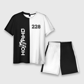 Мужской костюм с шортами 3D с принтом 228 Black  White. ,  |  | Тематика изображения на принте: 228 | rap | rep | логотип | музыка | надпись | ноггано | рэп | статья