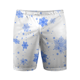 Мужские шорты спортивные с принтом голубые снежинки падают в Тюмени,  |  | big picture | новый год | снежинки | текстуры | тренды | узоры