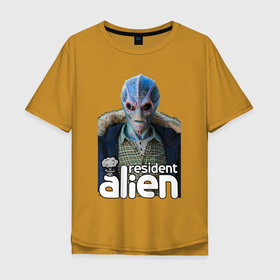 Мужская футболка хлопок Oversize с принтом Resident alien , 100% хлопок | свободный крой, круглый ворот, “спинка” длиннее передней части | alan tudyk | alien | doctor | resident alien | syfy | алан тьюдик | доктор | засланец из космоса | инопланетянин | пришелец