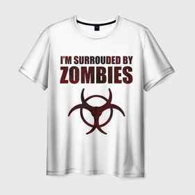 Мужская футболка 3D с принтом я окружен зомби в Тюмени, 100% полиэфир | прямой крой, круглый вырез горловины, длина до линии бедер | covid | walking dead | апокалипсис | болезнь | вирус | выживание | зомби | ковид | конец света | коронавирус | кровь | пандемия | ходячие мертвецы | эпидемия