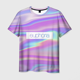 Мужская футболка 3D с принтом Euphoria   сериал в Белгороде, 100% полиэфир | прямой крой, круглый вырез горловины, длина до линии бедер | zendaya | зендея | ру беннетт | сериал euphoria | текстура краски | цветные линии | эйфория