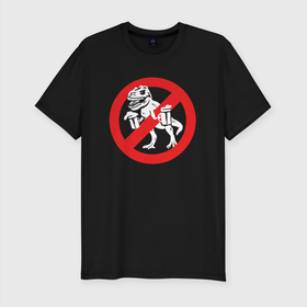 Мужская футболка хлопок Slim с принтом Анти Пивозавр в Тюмени, 92% хлопок, 8% лайкра | приталенный силуэт, круглый вырез ворота, длина до линии бедра, короткий рукав | анти | вход воспрещен | запрещено