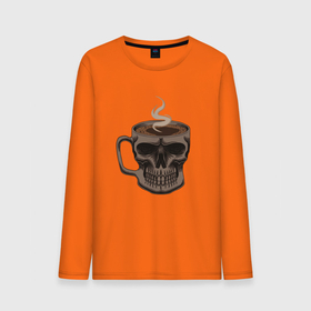 Мужской лонгслив хлопок с принтом Убийственный кофе в Курске, 100% хлопок |  | coffee | skull | барбер | кофе | череп | черепушка