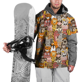Накидка на куртку 3D с принтом Зоопарк (разные звери) в Санкт-Петербурге, 100% полиэстер |  | animals | safari | zoo | дикая природа | дикие животные | животные | жираф | звери | зебра | зоопарк | лев | сафари | следы от лап | слон