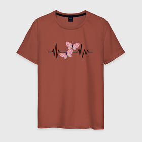 Мужская футболка хлопок с принтом Бабочки сердцебиение в Тюмени, 100% хлопок | прямой крой, круглый вырез горловины, длина до линии бедер, слегка спущенное плечо. | butterfly | lepidoptera | бабочки | лепидоптеролог | насекомые | я люблю бабочек