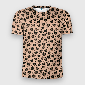 Мужская футболка 3D Slim с принтом Абстрактные сердечки, леопардовый принт в Белгороде, 100% полиэстер с улучшенными характеристиками | приталенный силуэт, круглая горловина, широкие плечи, сужается к линии бедра | Тематика изображения на принте: 14 февраля | абстрактные | день святого валентина | леопардовый | паттерн | сердечки | сердца