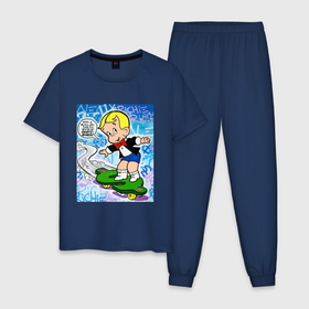 Мужская пижама хлопок с принтом Richie Rich (ALEC ART) , 100% хлопок | брюки и футболка прямого кроя, без карманов, на брюках мягкая резинка на поясе и по низу штанин
 | art | color | dollar | monopoly | rich