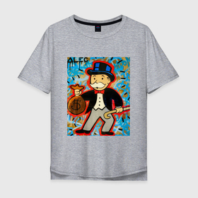 Мужская футболка хлопок Oversize с принтом Alec  ART (Monopoly) в Новосибирске, 100% хлопок | свободный крой, круглый ворот, “спинка” длиннее передней части | art | color | dollar | monopoly | rich | richie rich