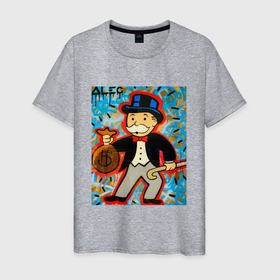 Мужская футболка хлопок с принтом Alec  ART (Monopoly) в Новосибирске, 100% хлопок | прямой крой, круглый вырез горловины, длина до линии бедер, слегка спущенное плечо. | Тематика изображения на принте: art | color | dollar | monopoly | rich | richie rich