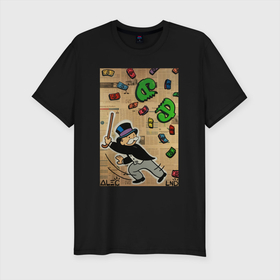 Мужская футболка хлопок Slim с принтом MONOPOLY game , 92% хлопок, 8% лайкра | приталенный силуэт, круглый вырез ворота, длина до линии бедра, короткий рукав | alecmonopoly | art | colors | dollar | game | rich | richie rich