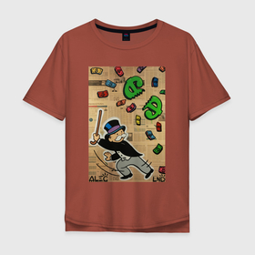 Мужская футболка хлопок Oversize с принтом MONOPOLY game в Новосибирске, 100% хлопок | свободный крой, круглый ворот, “спинка” длиннее передней части | alecmonopoly | art | colors | dollar | game | rich | richie rich