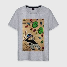 Мужская футболка хлопок с принтом MONOPOLY game , 100% хлопок | прямой крой, круглый вырез горловины, длина до линии бедер, слегка спущенное плечо. | alecmonopoly | art | colors | dollar | game | rich | richie rich