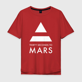 Мужская футболка хлопок Oversize с принтом 30 Seconds to Mars: 30 секунд. в Тюмени, 100% хлопок | свободный крой, круглый ворот, “спинка” длиннее передней части | Тематика изображения на принте: 30 seconds to mars | 30 секунд до марса | джаред лето | музыка | рок