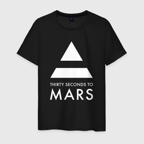 Мужская футболка хлопок с принтом 30 Seconds to Mars: 30 секунд. в городе Новоалтайск, 100% хлопок | прямой крой, круглый вырез горловины, длина до линии бедер, слегка спущенное плечо. | Тематика изображения на принте: 30 seconds to mars | 30 секунд до марса | джаред лето | музыка | рок