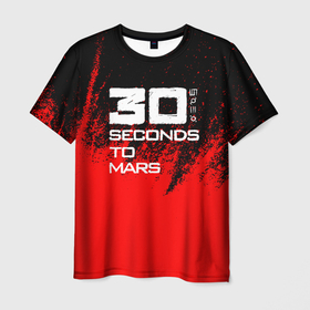 Мужская футболка 3D с принтом 30 Seconds to Mars: Брызги. в Курске, 100% полиэфир | прямой крой, круглый вырез горловины, длина до линии бедер | Тематика изображения на принте: 30 seconds to mars | 30 секунд до марса | джаред лето | музыка | рок