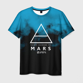 Мужская футболка 3D с принтом 30 Seconds to Mars: Голубое небо. в Тюмени, 100% полиэфир | прямой крой, круглый вырез горловины, длина до линии бедер | 30 seconds to mars | 30 секунд до марса | джаред лето | музыка | рок
