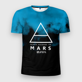 Мужская футболка 3D Slim с принтом 30 Seconds to Mars: Голубое небо. в Тюмени, 100% полиэстер с улучшенными характеристиками | приталенный силуэт, круглая горловина, широкие плечи, сужается к линии бедра | 30 seconds to mars | 30 секунд до марса | джаред лето | музыка | рок