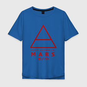 Мужская футболка хлопок Oversize с принтом 30 Seconds to Mars рок в Тюмени, 100% хлопок | свободный крой, круглый ворот, “спинка” длиннее передней части | Тематика изображения на принте: 30 seconds to mars | 30 секунд до марса | джаред лето | музыка | рок