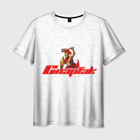 Мужская футболка 3D с принтом Гладиатор Красно белый в Белгороде, 100% полиэфир | прямой крой, круглый вырез горловины, длина до линии бедер | fcsm | spartak | гладиатор | красно белые | рпл | спартак | спартак москва | футбол