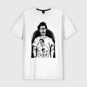 Мужская футболка хлопок Slim с принтом Zombie age в Тюмени, 92% хлопок, 8% лайкра | приталенный силуэт, круглый вырез ворота, длина до линии бедра, короткий рукав | age | figure | fly | t shert | zobmie | возраст | зомби | мухи | фигура | футболка