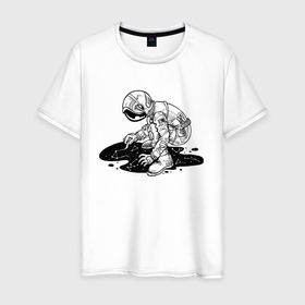 Мужская футболка хлопок с принтом Космические рисунки в Новосибирске, 100% хлопок | прямой крой, круглый вырез горловины, длина до линии бедер, слегка спущенное плечо. | astronaut | constellation | drawing | space | spacesuit | stars | звёзды | космонавт | космос | рисунок | скафандр | созвездие