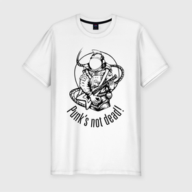 Мужская футболка хлопок Slim с принтом Punks not dead Space , 92% хлопок, 8% лайкра | приталенный силуэт, круглый вырез ворота, длина до линии бедра, короткий рукав | astronaut | cosmos | hair | hype | music | punk | space | spacesuit | космонавт | космос | музыка | панк | скафандр