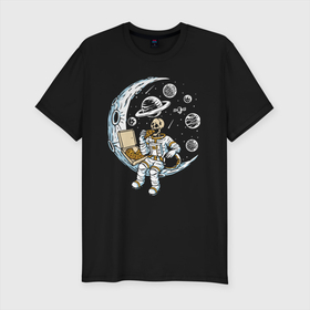 Мужская футболка хлопок Slim с принтом Space pizza в Петрозаводске, 92% хлопок, 8% лайкра | приталенный силуэт, круглый вырез ворота, длина до линии бедра, короткий рукав | astronaut | cosmos | food | hype | jaw | moon | pizza | planet | saturn | skull | space | spaceship | spacesuit | star | teeth | звезда | зубы | космический корабль | космонавт | космос | луна | пасть | пицца | пища | планета | сатурн | хайп | череп