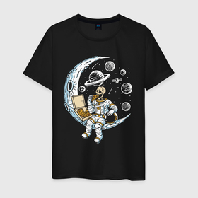 Мужская футболка хлопок с принтом Space pizza в Новосибирске, 100% хлопок | прямой крой, круглый вырез горловины, длина до линии бедер, слегка спущенное плечо. | Тематика изображения на принте: astronaut | cosmos | food | hype | jaw | moon | pizza | planet | saturn | skull | space | spaceship | spacesuit | star | teeth | звезда | зубы | космический корабль | космонавт | космос | луна | пасть | пицца | пища | планета | сатурн | хайп | череп
