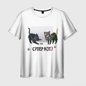Мужская футболка 3D с принтом Коты бандиты в Тюмени, 100% полиэфир | прямой крой, круглый вырез горловины, длина до линии бедер | домашние животные | кот | кот бандит | котик | котэ | кошатник | кошки | люблю котов