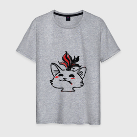 Мужская футболка хлопок с принтом Курсэд Кэтс двадцать восемь , 100% хлопок | прямой крой, круглый вырез горловины, длина до линии бедер, слегка спущенное плечо. | cat | community | electronic mushroom | meme | котик улыбается