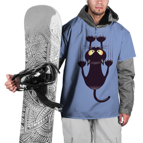 Накидка на куртку 3D с принтом Кошачья катастрофа в Новосибирске, 100% полиэстер |  | животные | звери | кот | кошка | падение | смешные | черный кот