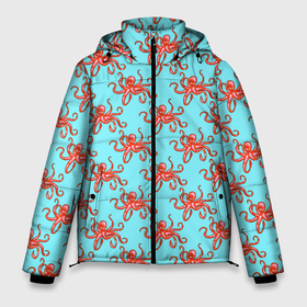 Мужская зимняя куртка 3D с принтом Осьминог паттерн в Екатеринбурге, верх — 100% полиэстер; подкладка — 100% полиэстер; утеплитель — 100% полиэстер | длина ниже бедра, свободный силуэт Оверсайз. Есть воротник-стойка, отстегивающийся капюшон и ветрозащитная планка. 

Боковые карманы с листочкой на кнопках и внутренний карман на молнии. | octopus | головоногий моллюск | животное | красный | морские жители | морские обитатели | осьминог | паттерн | рыбы | спрут | хищник | щупальца