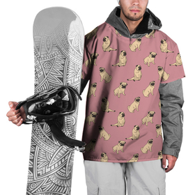 Накидка на куртку 3D с принтом Мопсы паттерн в Новосибирске, 100% полиэстер |  | pug | декоративные породы | китайская порода | мопс | мопсы | паттерн | пепельно розовый | приглушенные цвета | собака | собачка