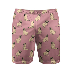 Мужские шорты спортивные с принтом Мопсы паттерн ,  |  | pug | декоративные породы | китайская порода | мопс | мопсы | паттерн | пепельно розовый | приглушенные цвета | собака | собачка