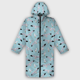 Дождевик унисекс 3D с принтом Чайки паттерн в городе Новоалтайск,  |  | pattern | seagulls | нежный принт | паттерн | птицы | чайки
