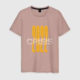 Мужская футболка хлопок с принтом 2022 CRISIS , 100% хлопок | прямой крой, круглый вырез горловины, длина до линии бедер, слегка спущенное плечо. | 2022 | crisis | кризис | настроение | прикольное | состояние