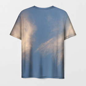 Мужская футболка 3D с принтом blue sky   синее небо в Петрозаводске, 100% полиэфир | прямой крой, круглый вырез горловины, длина до линии бедер | blue sky | небо | природа | синее небо | спокойствие