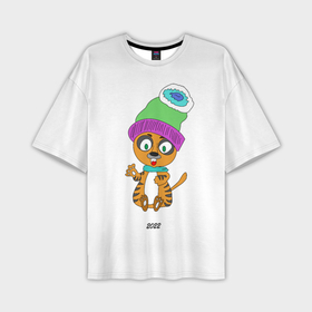 Мужская футболка OVERSIZE 3D с принтом мультяшный тигр в Санкт-Петербурге,  |  | 2022 | год тигра | мультяшный | новый год | тигр