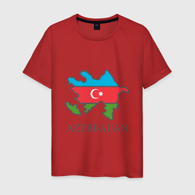 Мужская футболка хлопок с принтом Map Azerbaijan , 100% хлопок | прямой крой, круглый вырез горловины, длина до линии бедер, слегка спущенное плечо. | europe | odlar yurdu | ussr | азер | азербайджан | азербайджанец | азия | баку | горы | европа | закавказье | кавказ | карта | каспийское море | республика | ссср | страна огней | турист | флаг