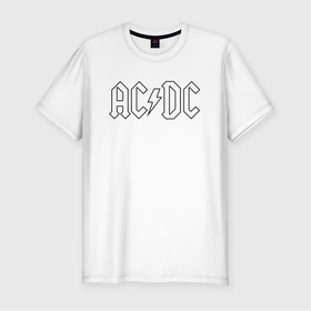 Мужская футболка хлопок Slim с принтом AC DC Logo Молния. в Санкт-Петербурге, 92% хлопок, 8% лайкра | приталенный силуэт, круглый вырез ворота, длина до линии бедра, короткий рукав | Тематика изображения на принте: ac dc | acdc | ас дс | асдс | музыка | рок