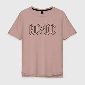 Мужская футболка хлопок Oversize с принтом AC DC Logo Молния. в Екатеринбурге, 100% хлопок | свободный крой, круглый ворот, “спинка” длиннее передней части | ac dc | acdc | ас дс | асдс | музыка | рок