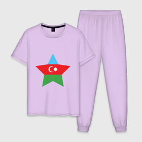 Мужская пижама хлопок с принтом Azerbaijan Star в Тюмени, 100% хлопок | брюки и футболка прямого кроя, без карманов, на брюках мягкая резинка на поясе и по низу штанин
 | europe | odlar yurdu | ussr | азер | азербайджан | азербайджанец | азия | баку | горы | европа | закавказье | кавказ | карта | каспийское море | республика | ссср | страна огней | турист | флаг