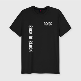 Мужская футболка хлопок Slim с принтом AC DC Рок. в Белгороде, 92% хлопок, 8% лайкра | приталенный силуэт, круглый вырез ворота, длина до линии бедра, короткий рукав | ac dc | acdc | ас дс | асдс | музыка | рок
