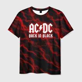 Мужская футболка 3D с принтом AC DC Разряды молнии. в Рязани, 100% полиэфир | прямой крой, круглый вырез горловины, длина до линии бедер | ac dc | acdc | ас дс | асдс | музыка | рок