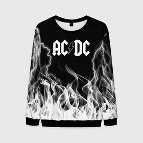 Мужской свитшот 3D с принтом AC DC Fire. в Кировске, 100% полиэстер с мягким внутренним слоем | круглый вырез горловины, мягкая резинка на манжетах и поясе, свободная посадка по фигуре | ac dc | acdc | ас дс | асдс | музыка | рок