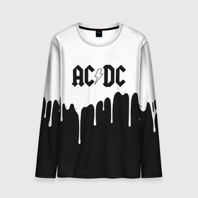 Мужской лонгслив 3D с принтом AC DC подтёки в Екатеринбурге, 100% полиэстер | длинные рукава, круглый вырез горловины, полуприлегающий силуэт | ac dc | acdc | ас дс | асдс | музыка | рок