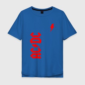 Мужская футболка хлопок Oversize с принтом AC DC red в Екатеринбурге, 100% хлопок | свободный крой, круглый ворот, “спинка” длиннее передней части | ac dc | acdc | ас дс | асдс | музыка | рок