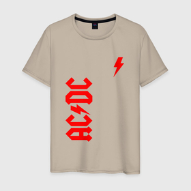 Мужская футболка хлопок с принтом AC DC red в Белгороде, 100% хлопок | прямой крой, круглый вырез горловины, длина до линии бедер, слегка спущенное плечо. | Тематика изображения на принте: ac dc | acdc | ас дс | асдс | музыка | рок