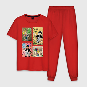 Мужская пижама хлопок с принтом ALEC (collage II) , 100% хлопок | брюки и футболка прямого кроя, без карманов, на брюках мягкая резинка на поясе и по низу штанин
 | alecmonopoly | art | colors | dollar | donald | millioner | rich | richie rich