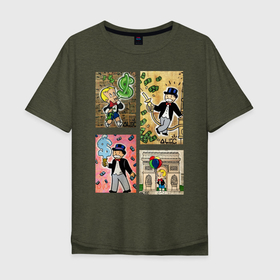 Мужская футболка хлопок Oversize с принтом ALEC (collage II) в Курске, 100% хлопок | свободный крой, круглый ворот, “спинка” длиннее передней части | alecmonopoly | art | colors | dollar | donald | millioner | rich | richie rich